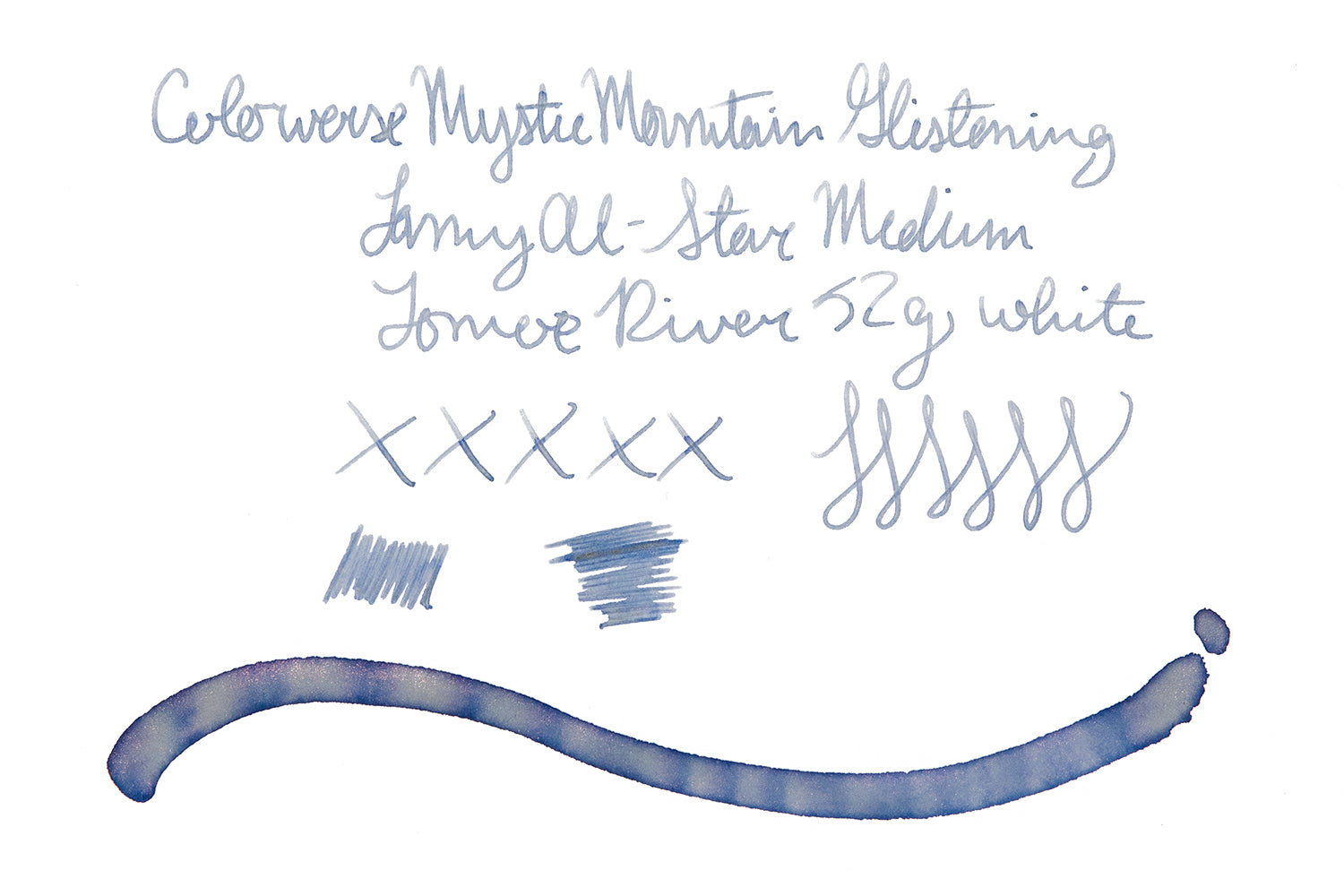 Colorverse Mystic Mountain Writing Sample on Tomoe River Paper