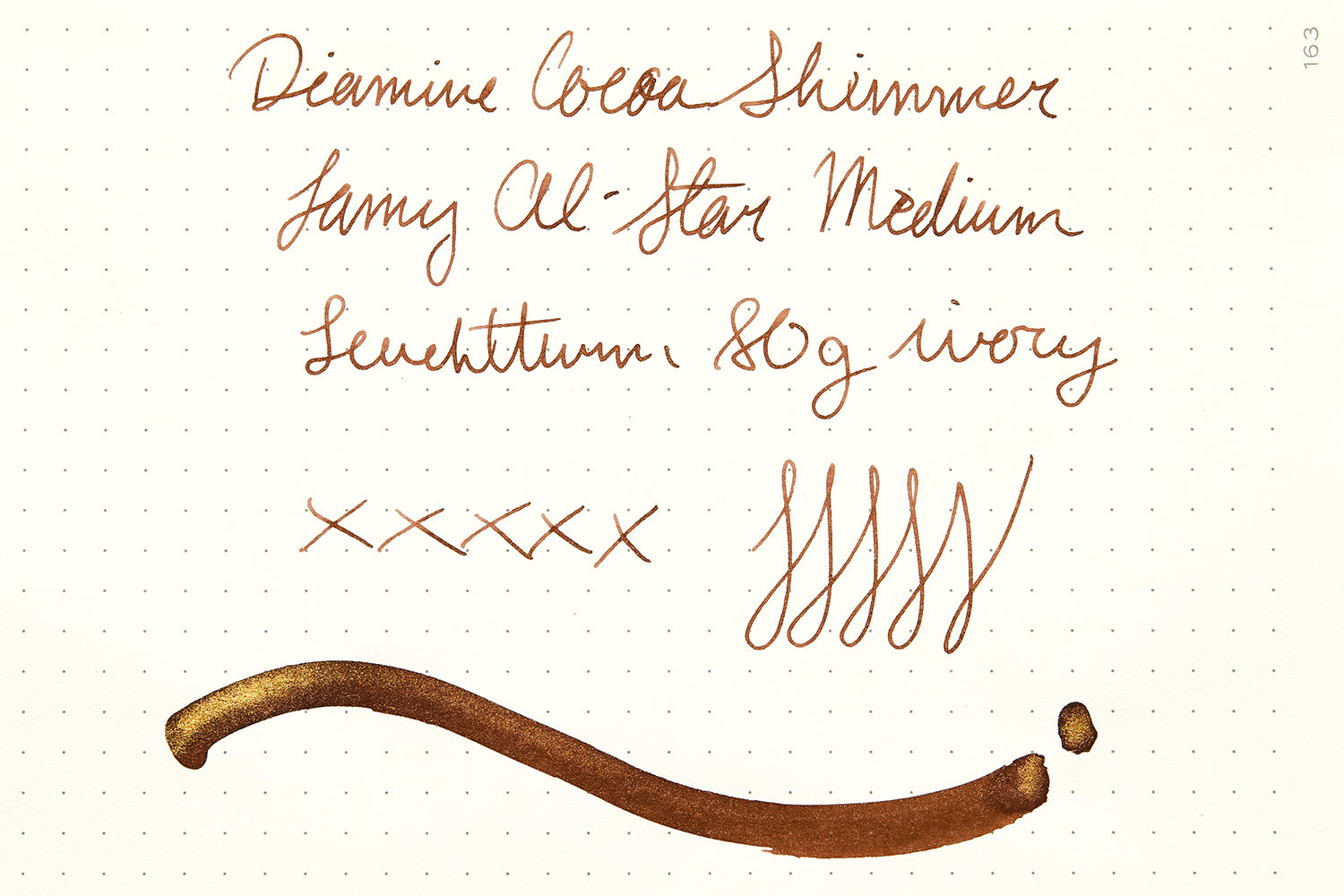 Diamine Cocoa Shimmer ink review on Leuchtturm paper