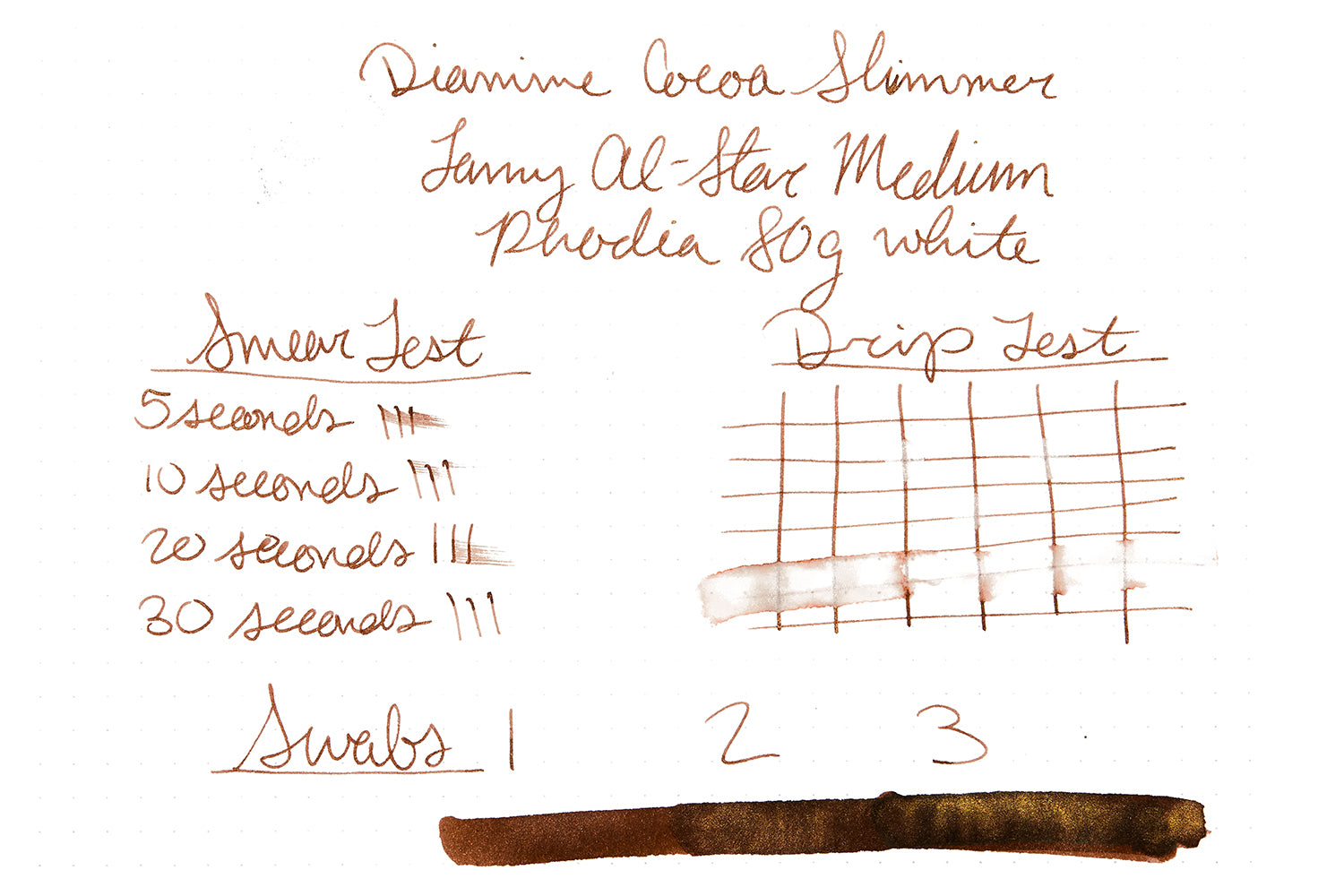 Diamine Cocoa Shimmer ink review on Rhodia paper
