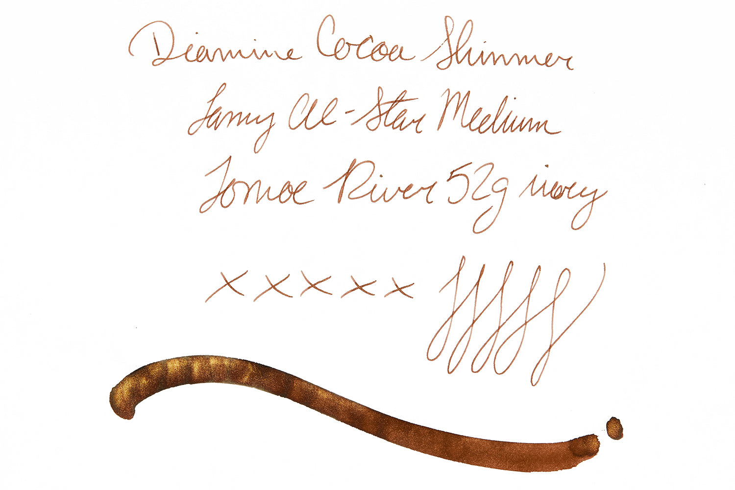 Diamine Cocoa Shimmer ink review on Tomoe River paper