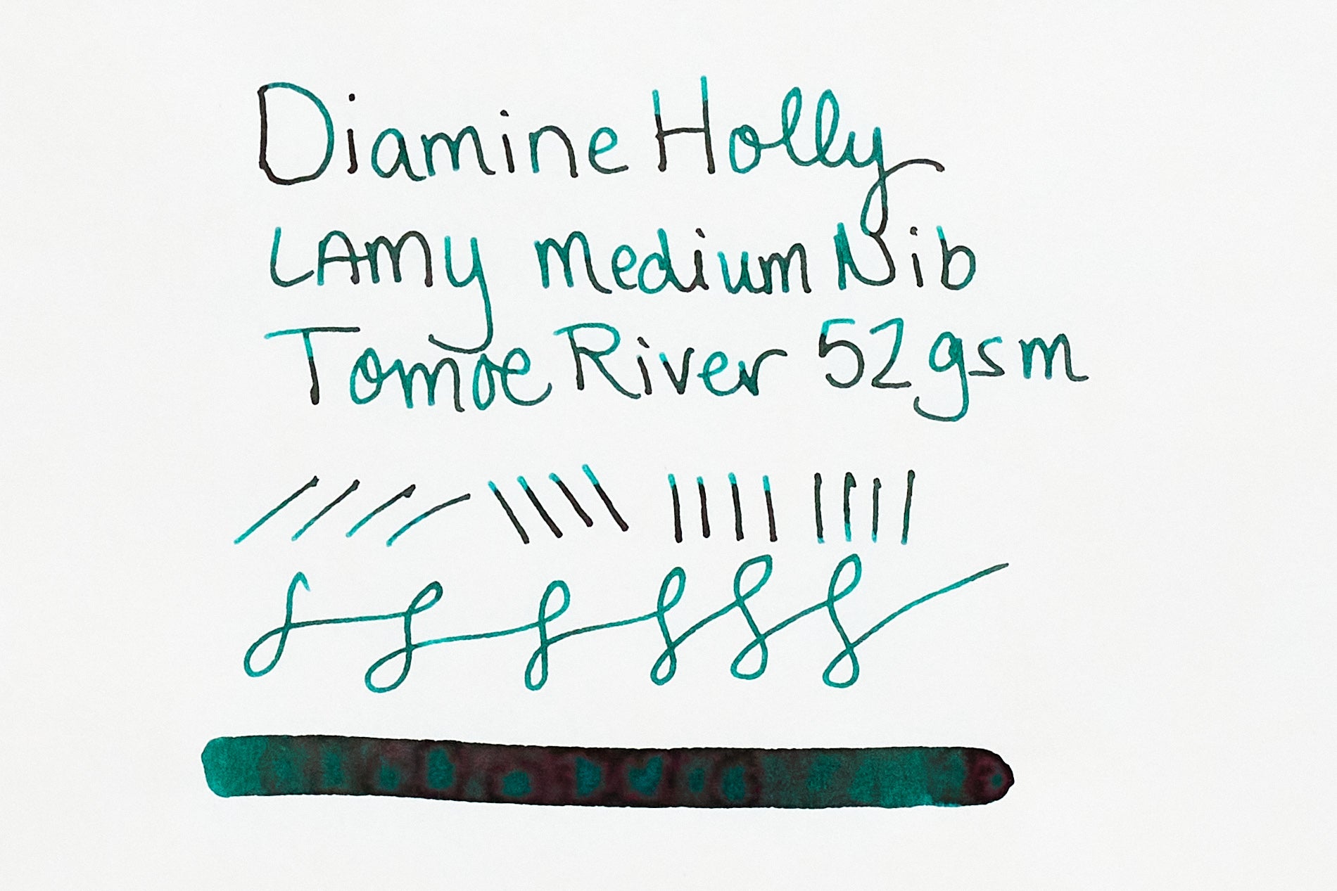 Diamine Holly Fountain Pen Ink writing sample on white blank paper