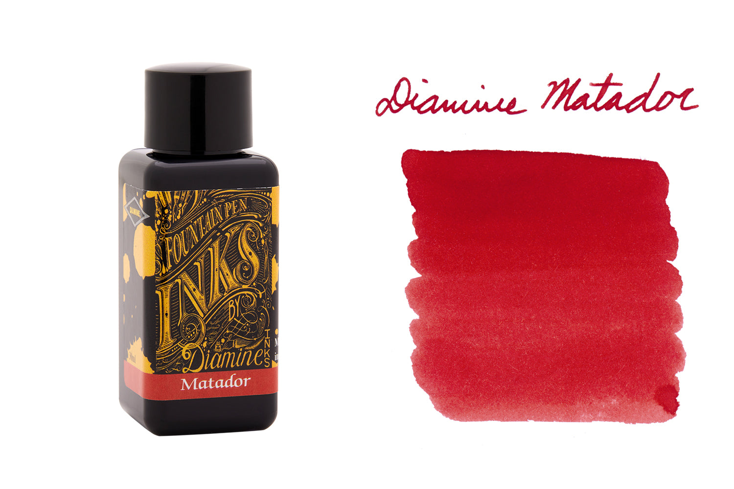 Diamine Matador red fountain pen ink bottle