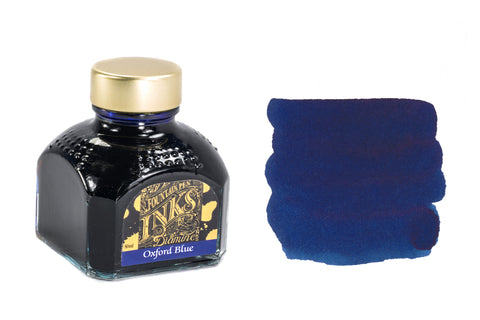 Diamine Oxford Blue in a bottle with swab next to it