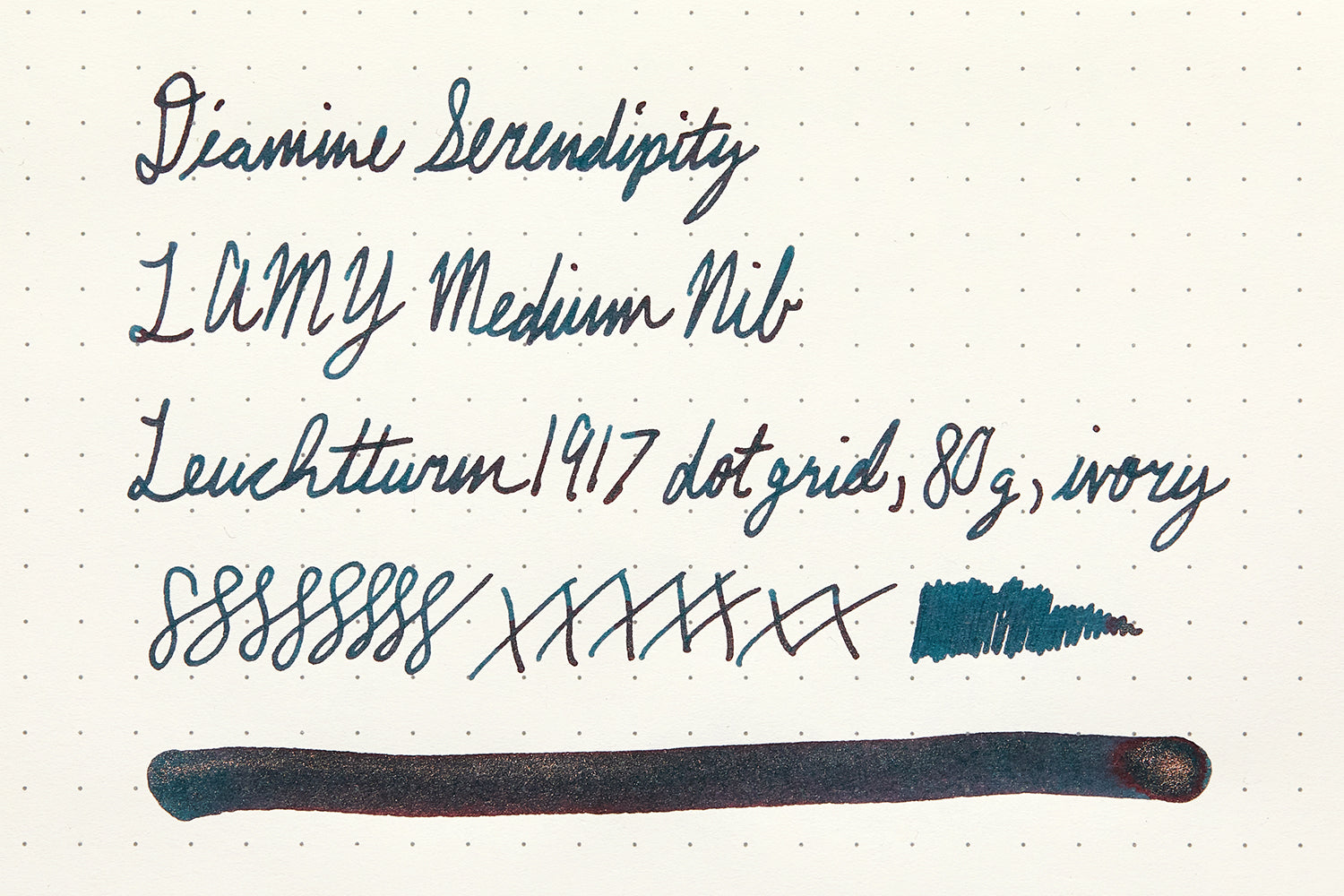 Diamine Serendipity writing test on Leuchtturm1917 paper