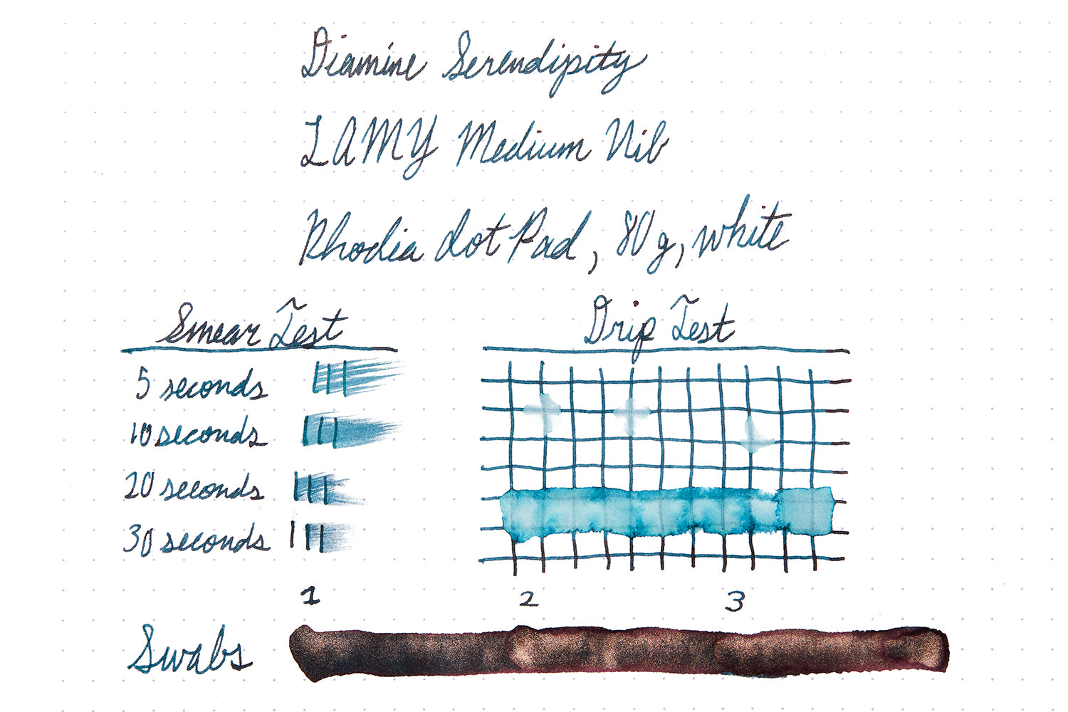 Diamine Serendipity writing test on Rhodia paper