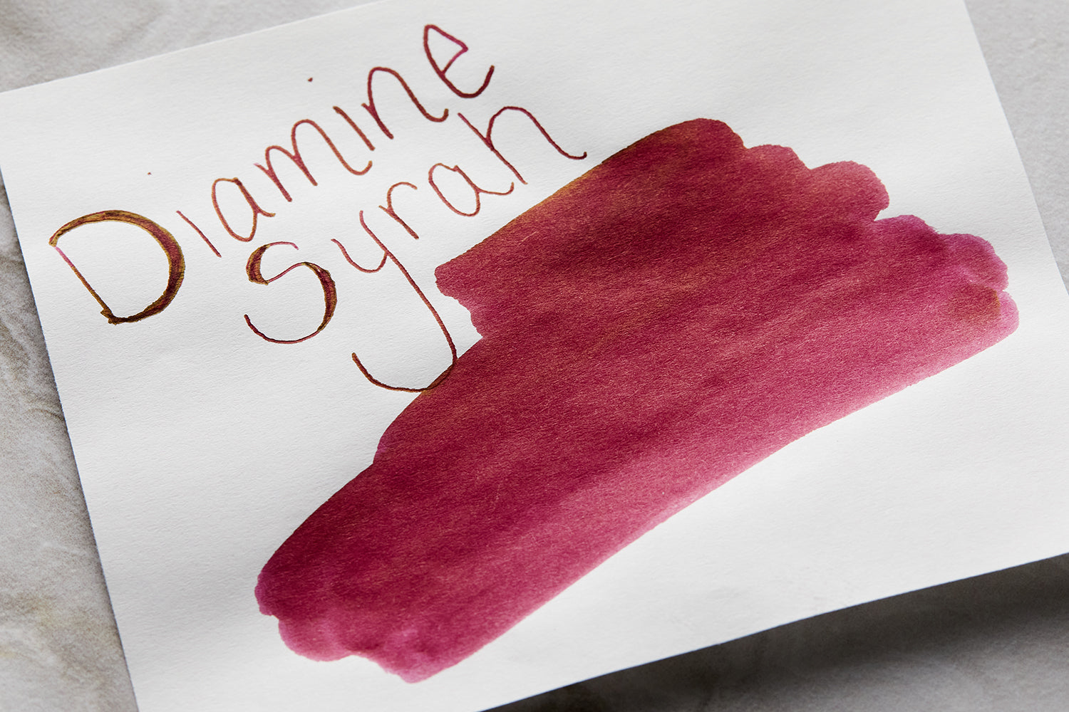 Diamine Syrah fountain pen ink drawing sample on white paper