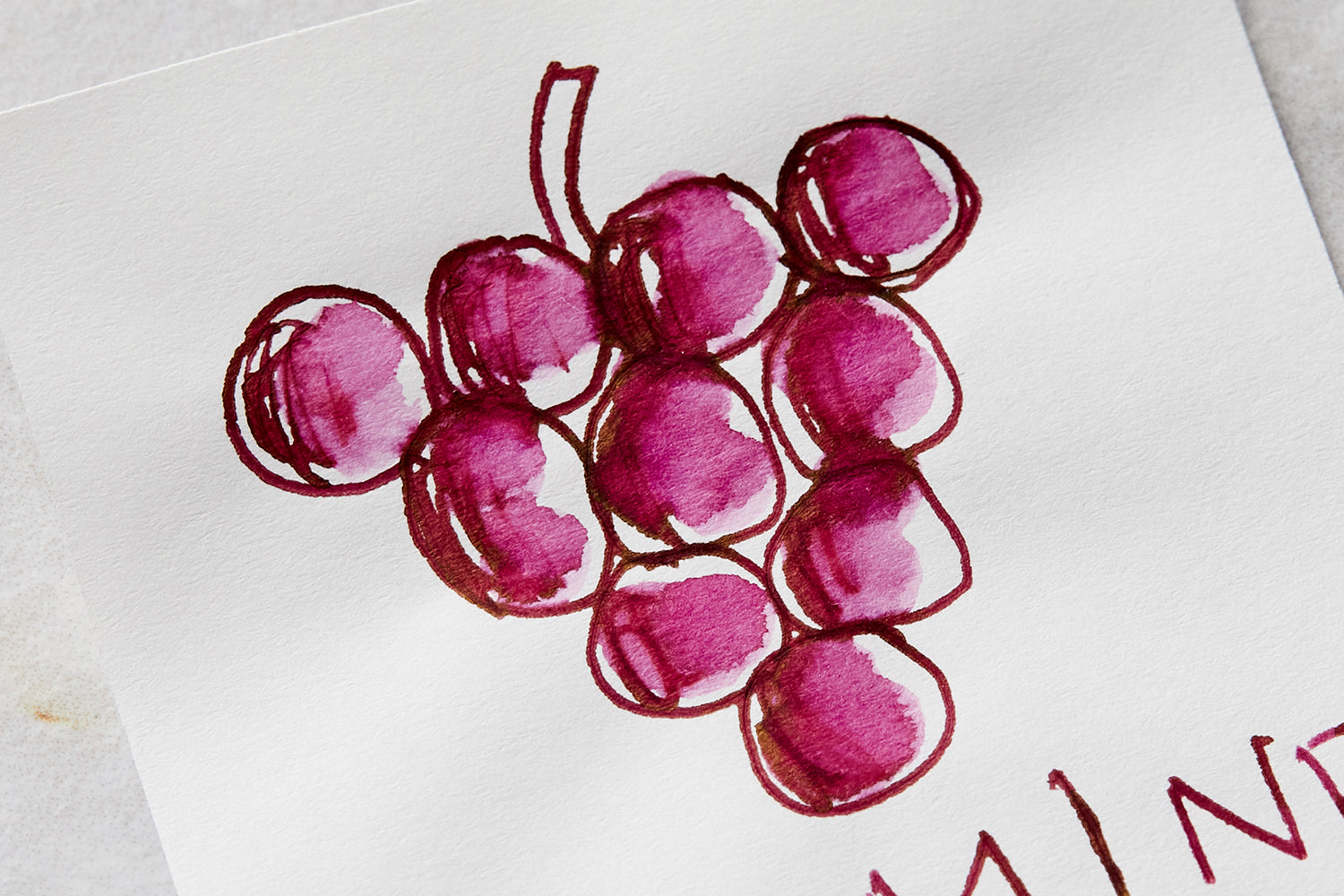 Diamine Syrah fountain pen ink drawing sample on white paper