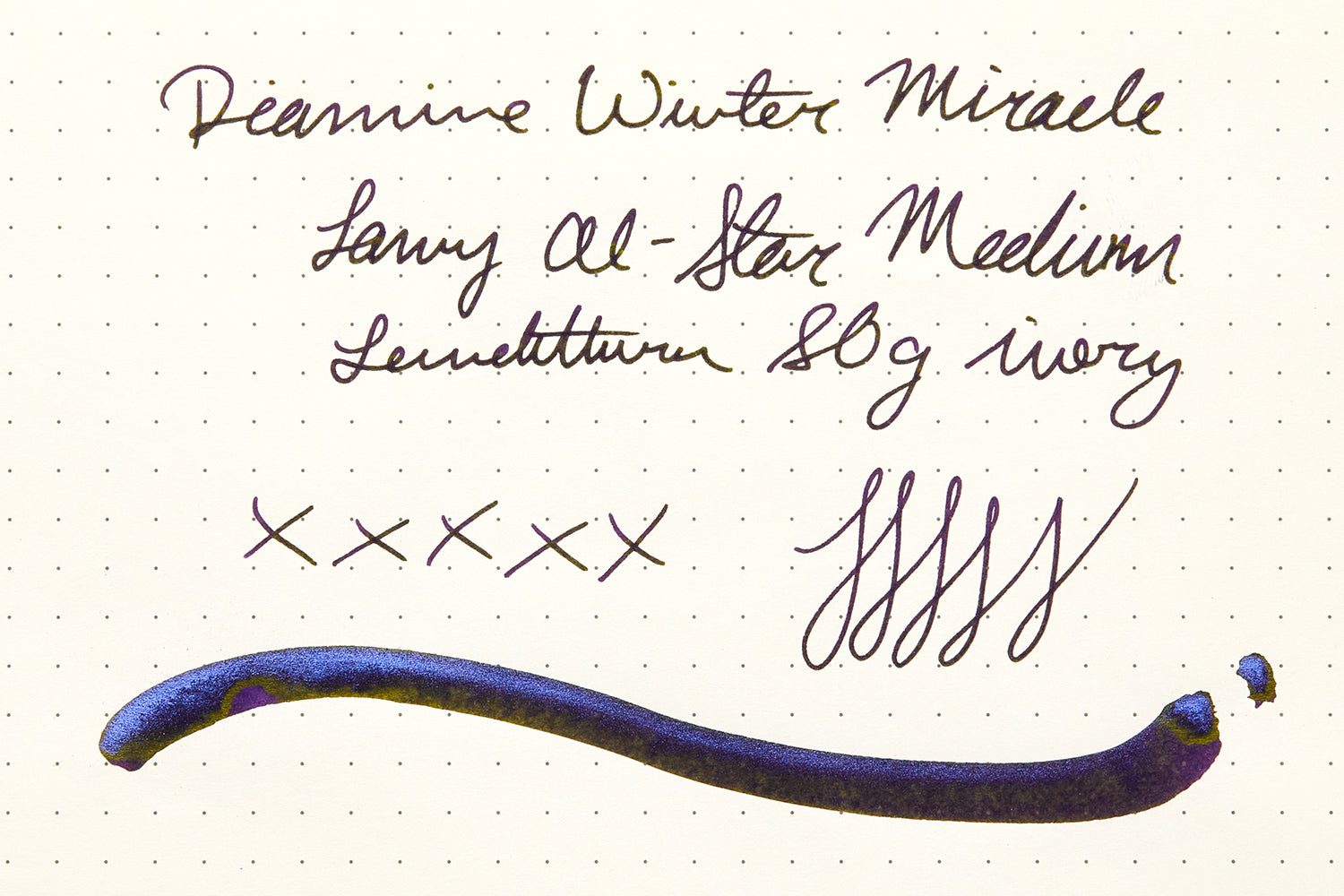 Diamine Winter Miracle ink review on Leuchtturm paper