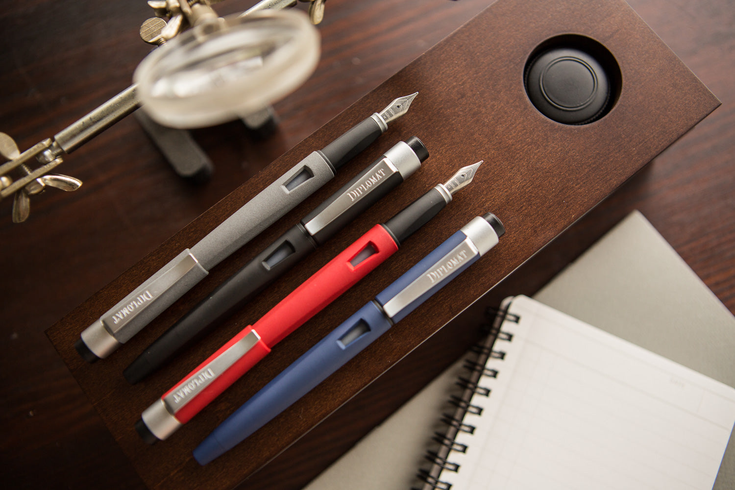 Assorted colors of the Diplomat Magnum fountain pen