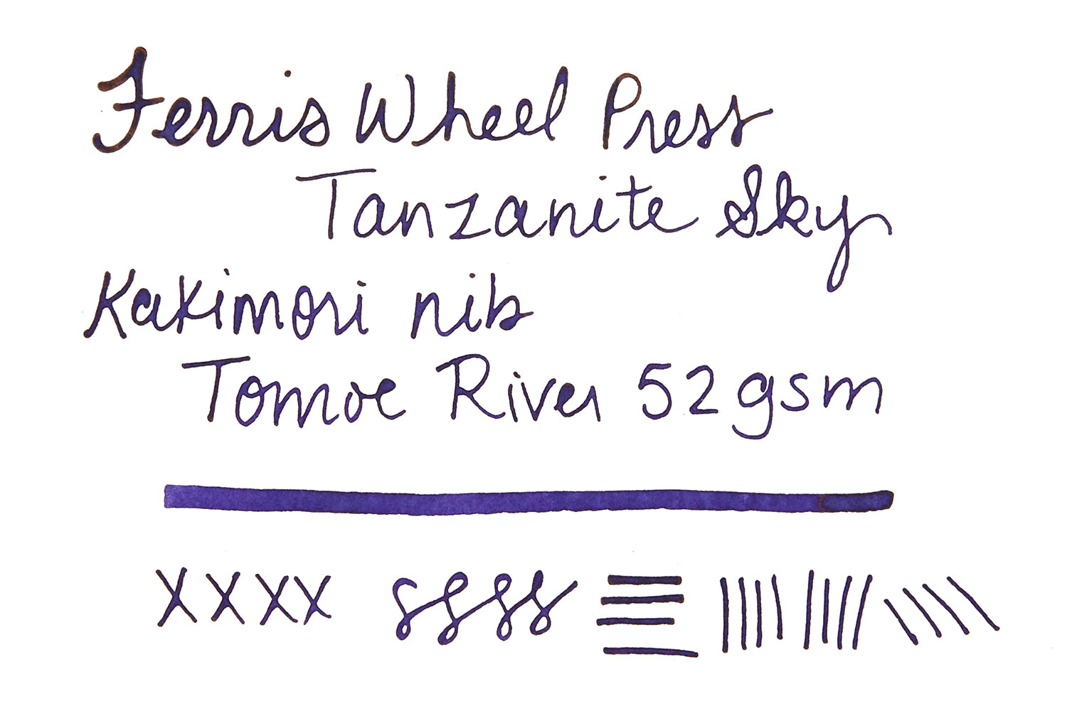 FWP Tanzanite Sky ink writing sample on white colored blank paper