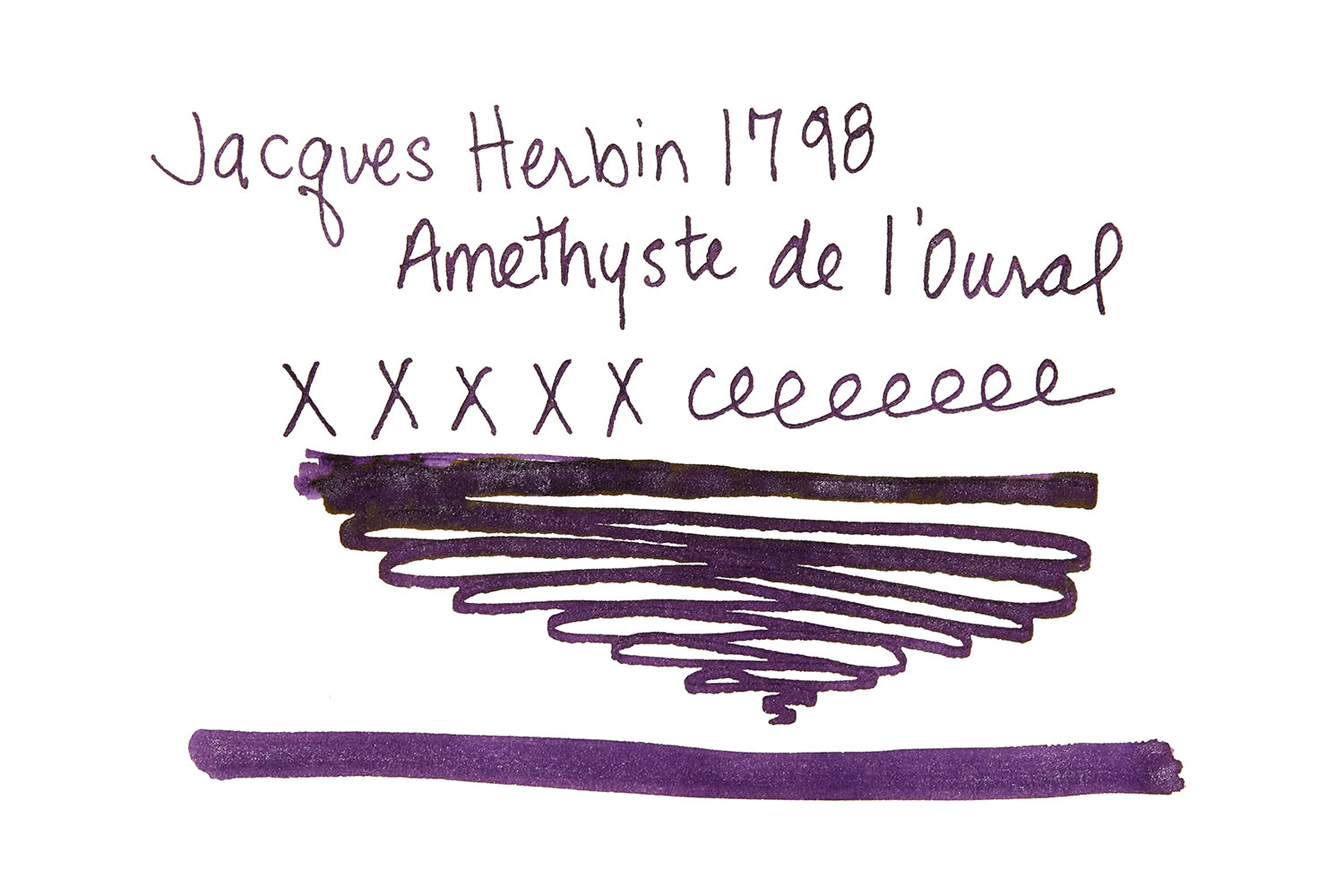 Jacques Herbin Amethyste de l'Oural fountain pen ink on on white blank paper