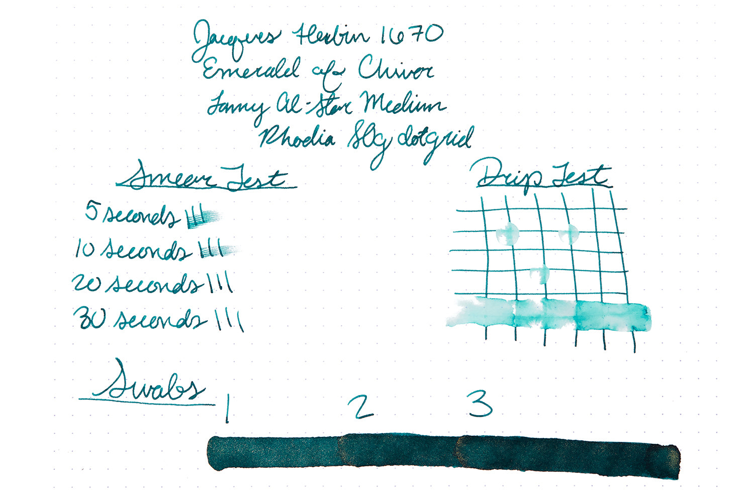 Jacques Herbin Emerald of Chivor ink review on Rhodia paper.