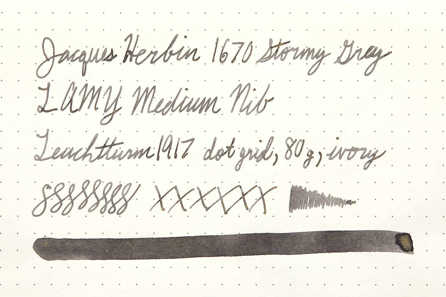 Jacques Herbin 1670 Stormy Grey Writing Test on Leuchtturm1917