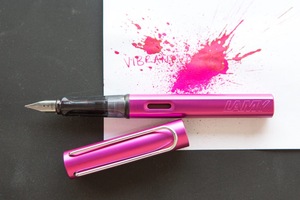 close up of LAMY vibrant pink fountain pen