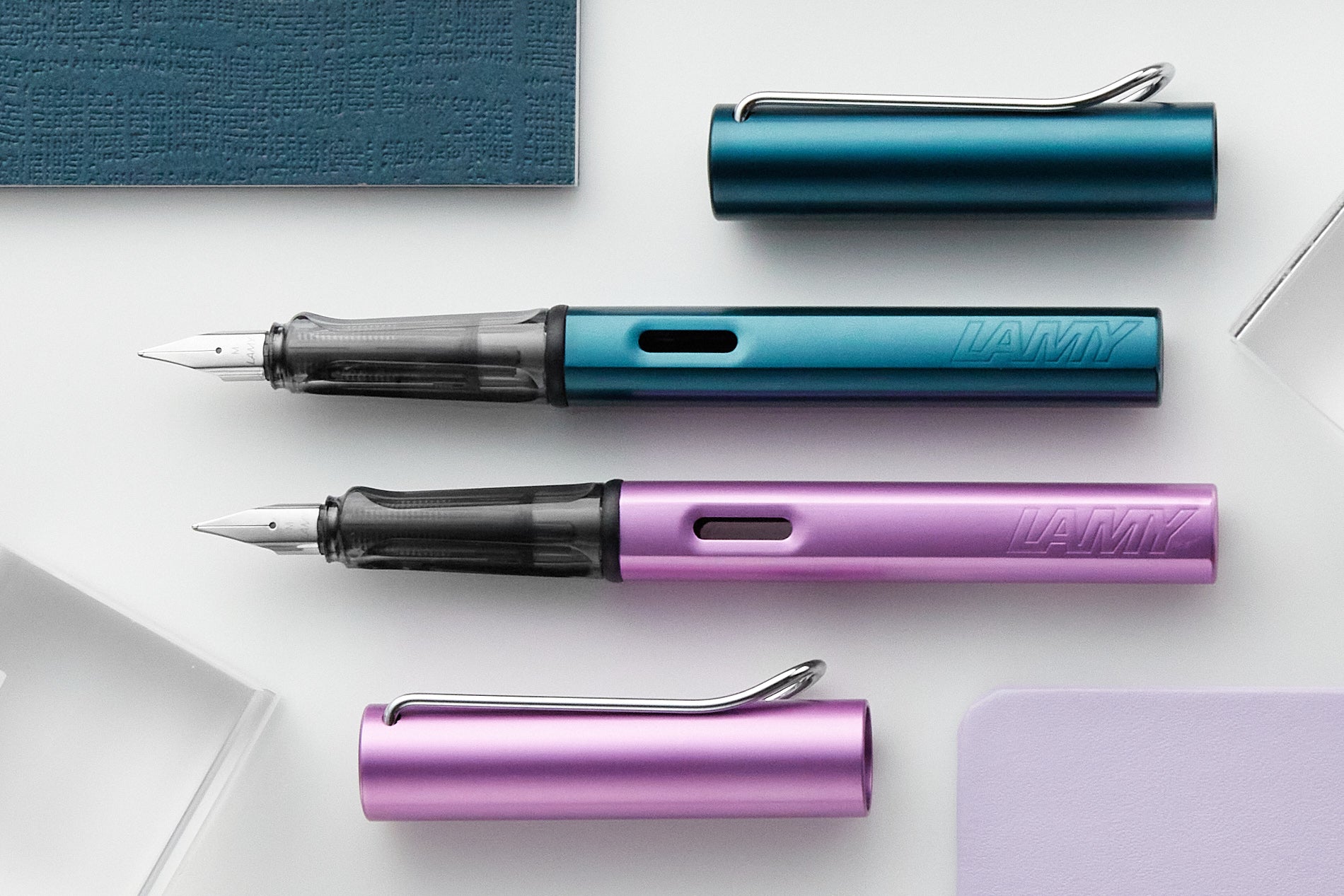 LAMY AL-Star fountain pens in petrol and lilac