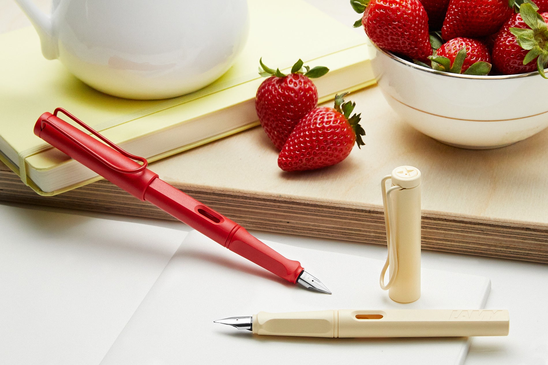 LAMY safari 2022 special edition fountain pens in strawberry and cream