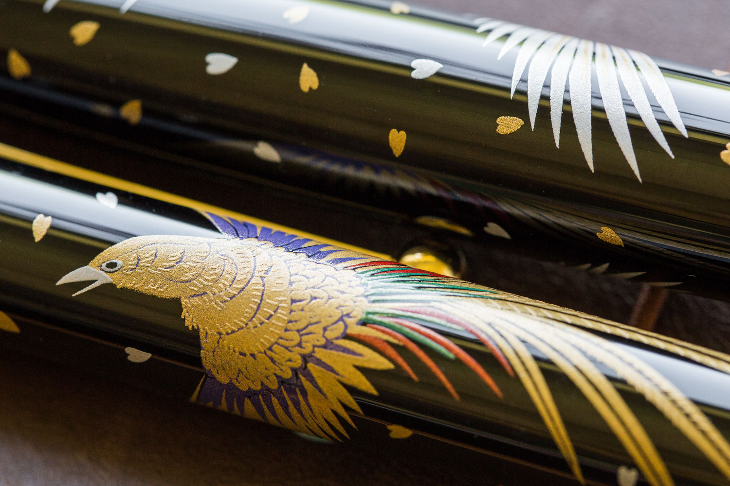 Pilot Namiki Nippon Art Maki-e fountain pen Golden Pheasant close up