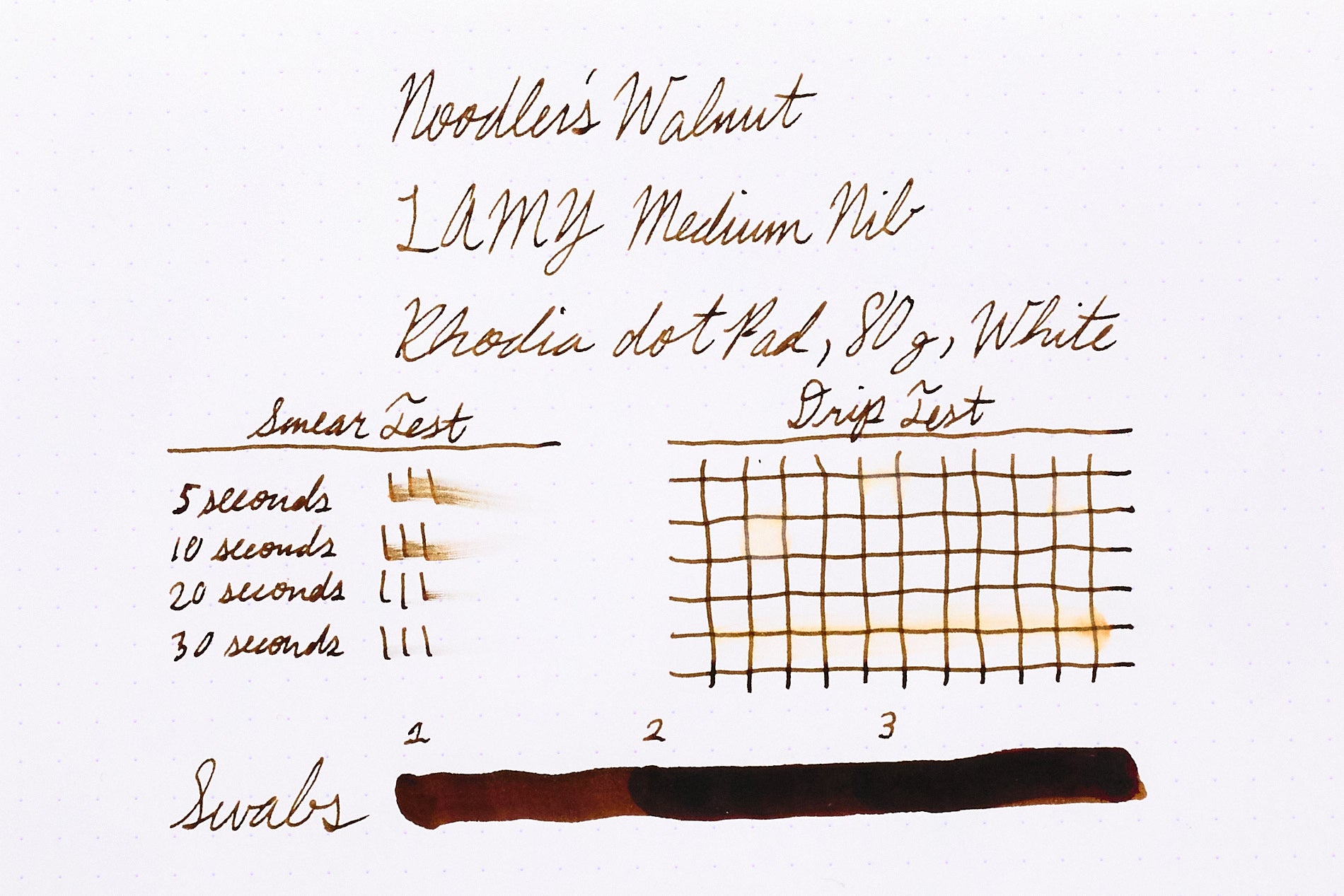 Noodler's Walnut Fountain Pen Ink Writing Sample on Rhodia dotPad
