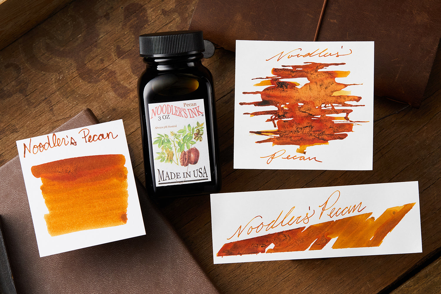 Noodler's Pecan ink on various papers