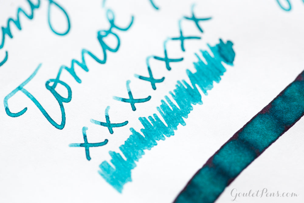 Pelikan Edelstein Aquamarine fountain pen ink review, written with a LAMY Al-Star on a Tomoe River paper.