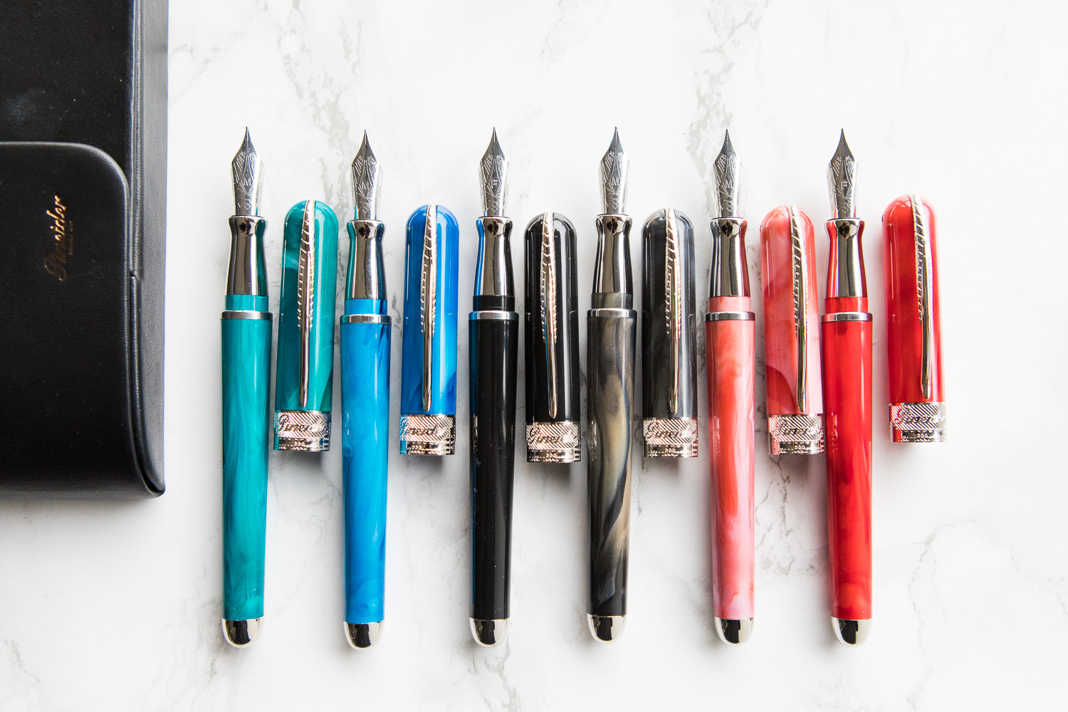 Pineider Avatar Fountain Pens arrange by color