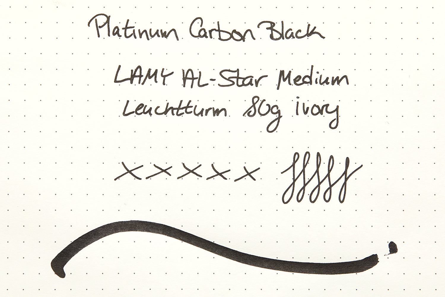 Platinum Carbon Black writing test on Leuchtturm paper