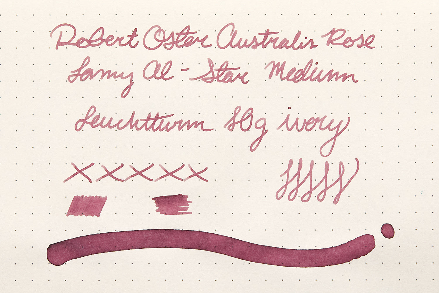 Robert Oster Australis Rose ink review on Leuchtturm paper