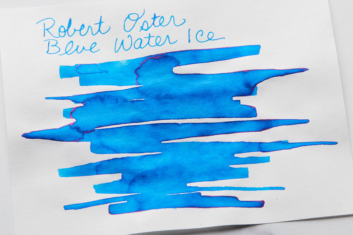 Robert Oster Blue Water Ice Fountain Pen ink swatch on white paper