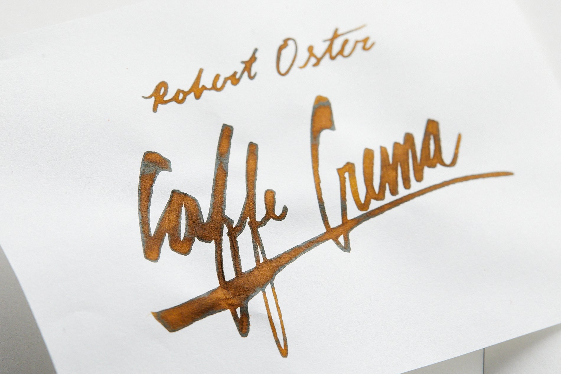 Robert Oster Caffe Crema fountain pen ink writing sample on white paper