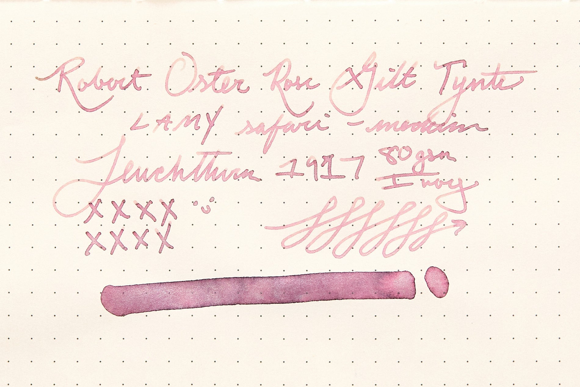 Robert Oster Rose Gilt Tynte on Leuchtturm1917  paper