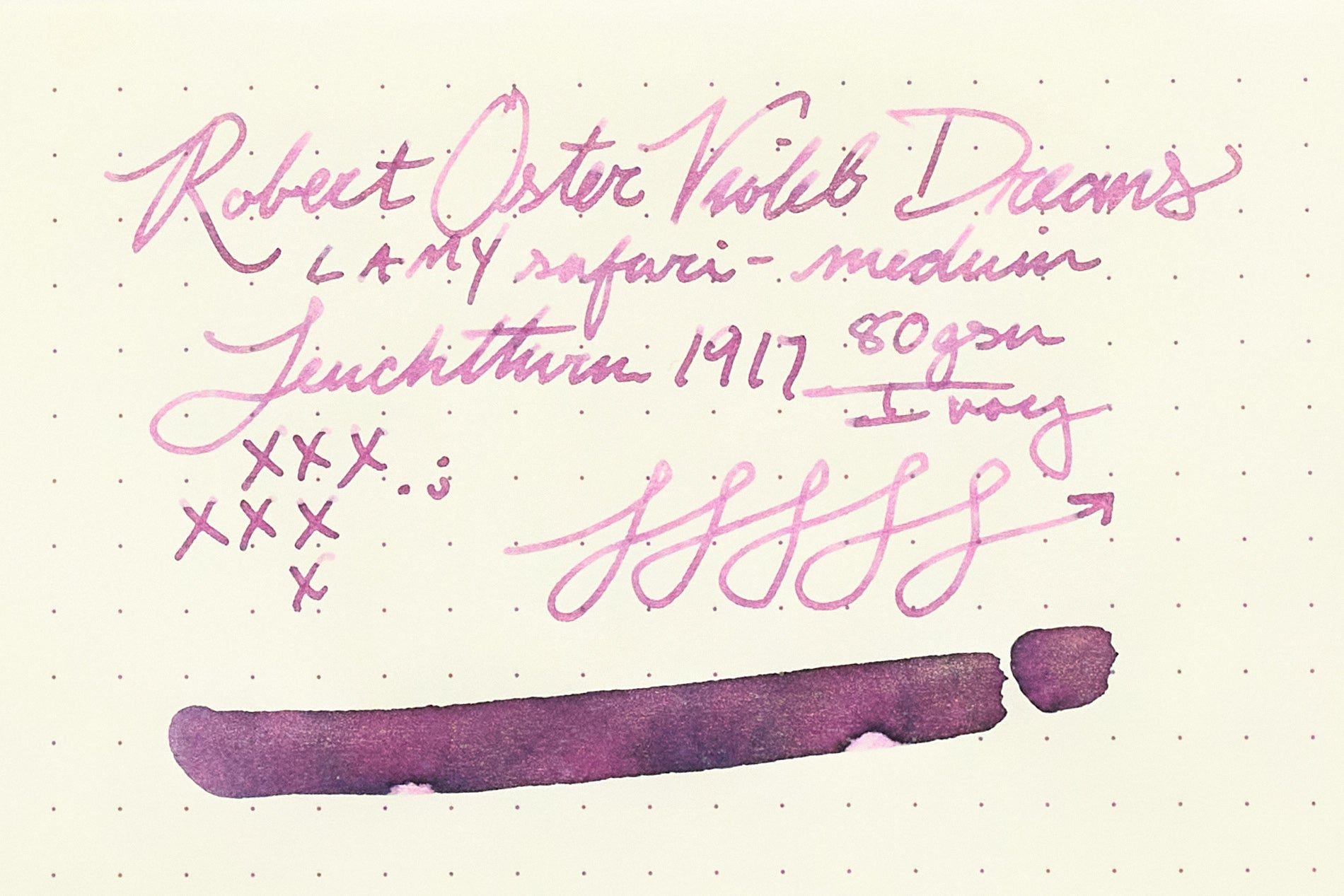 Robert Oster violet Dreams on Leuchtturm1917  paper