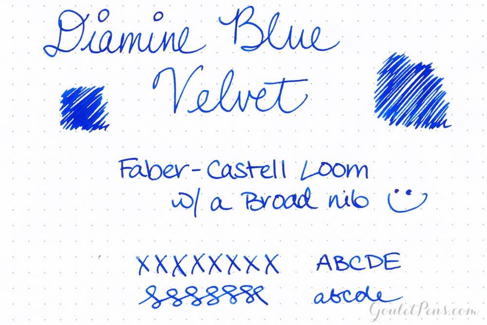 Diamine Blue Velvet Fountain Pen ink writing sample