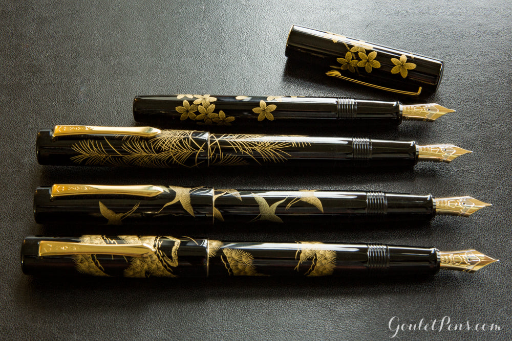 Group shot of Namiki Chinkin fountain pens