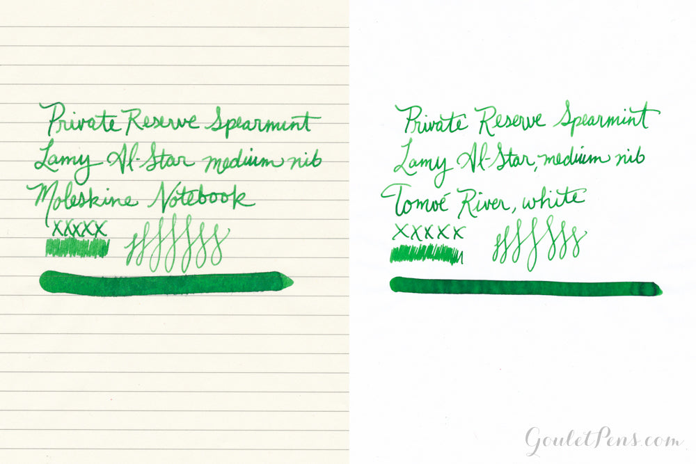 Private Reserve Spearmint Ink writing samples