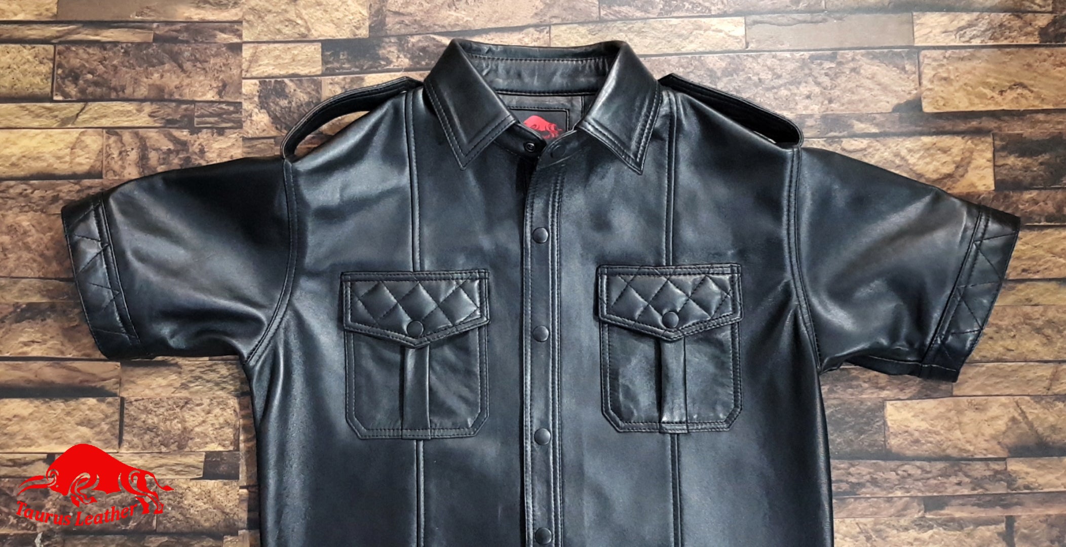 Taurus Leather Black Sheep Leather Shirt With Quilted Design Taurus Leather 