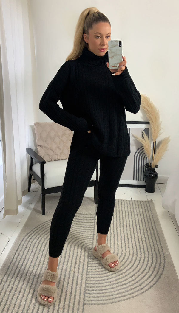 Batwing Sweater and Knit Leggings Set - ShopperBoard