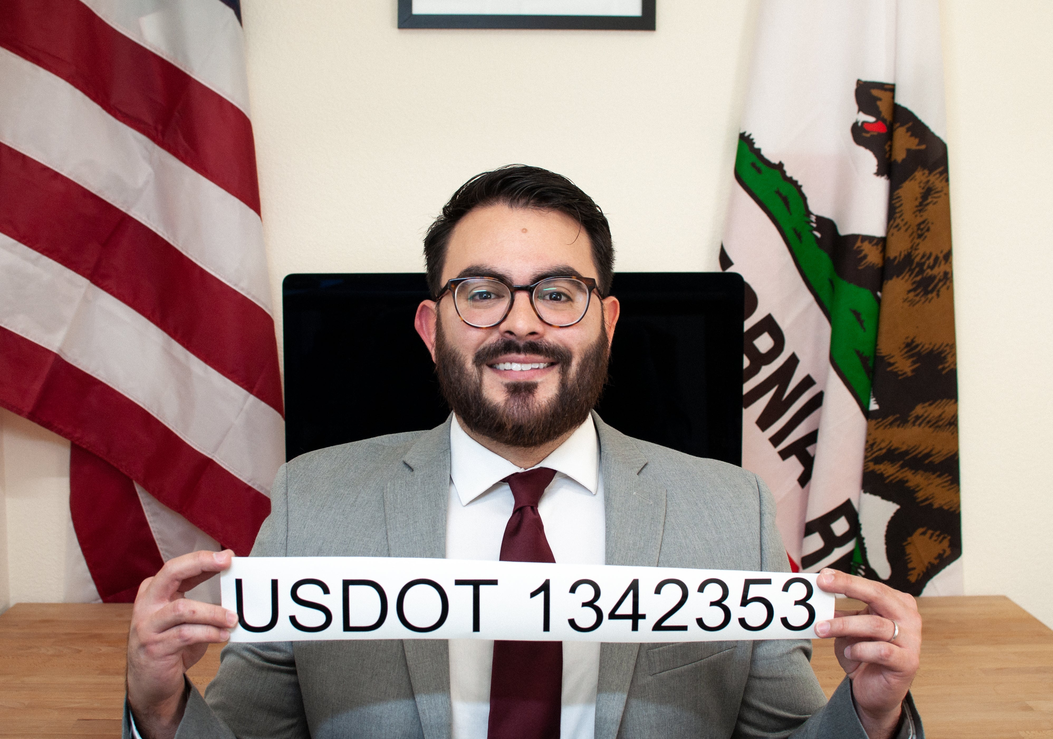 lawyer holding usdot number decal sticker 
