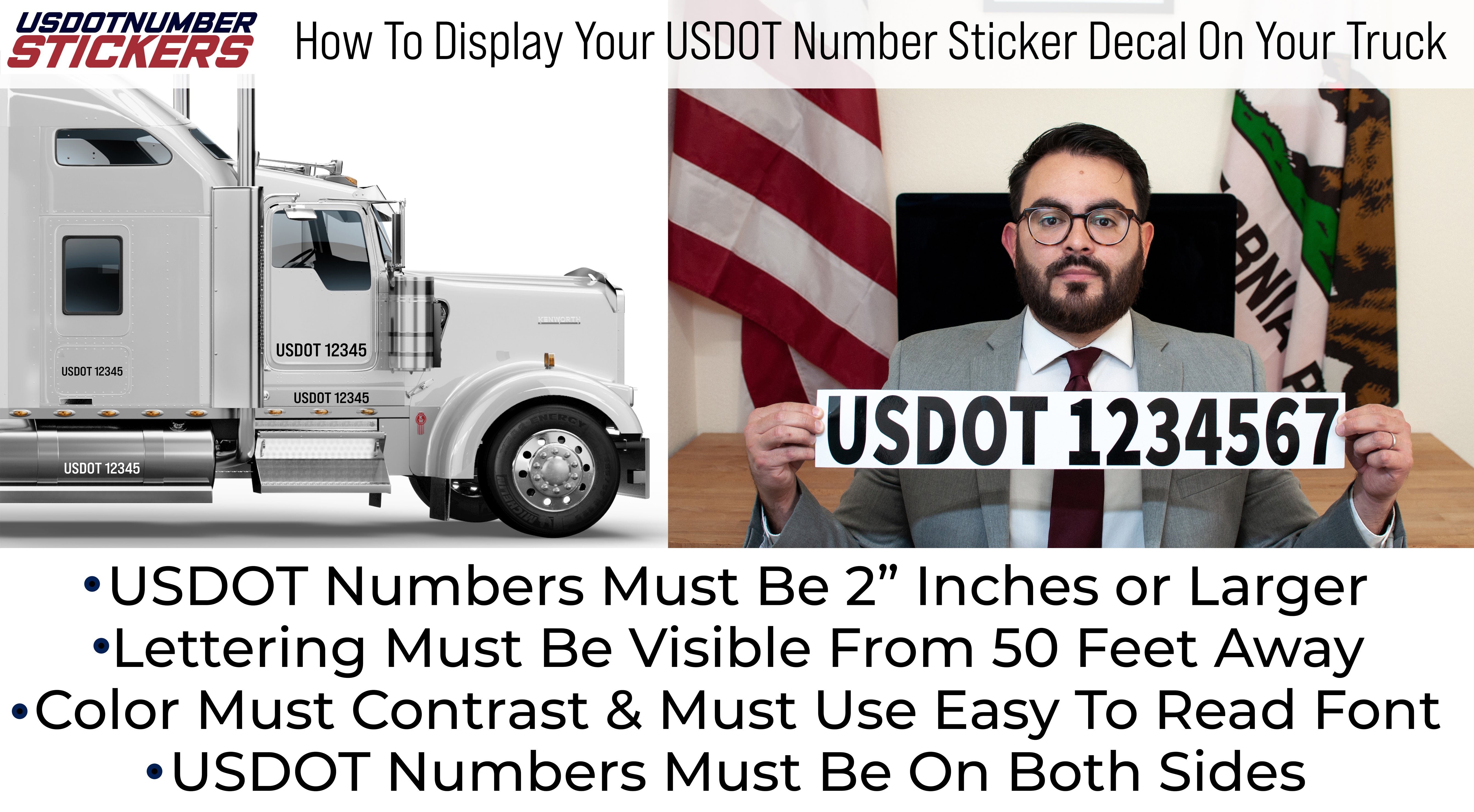 how to display your usdot number decal sticker 