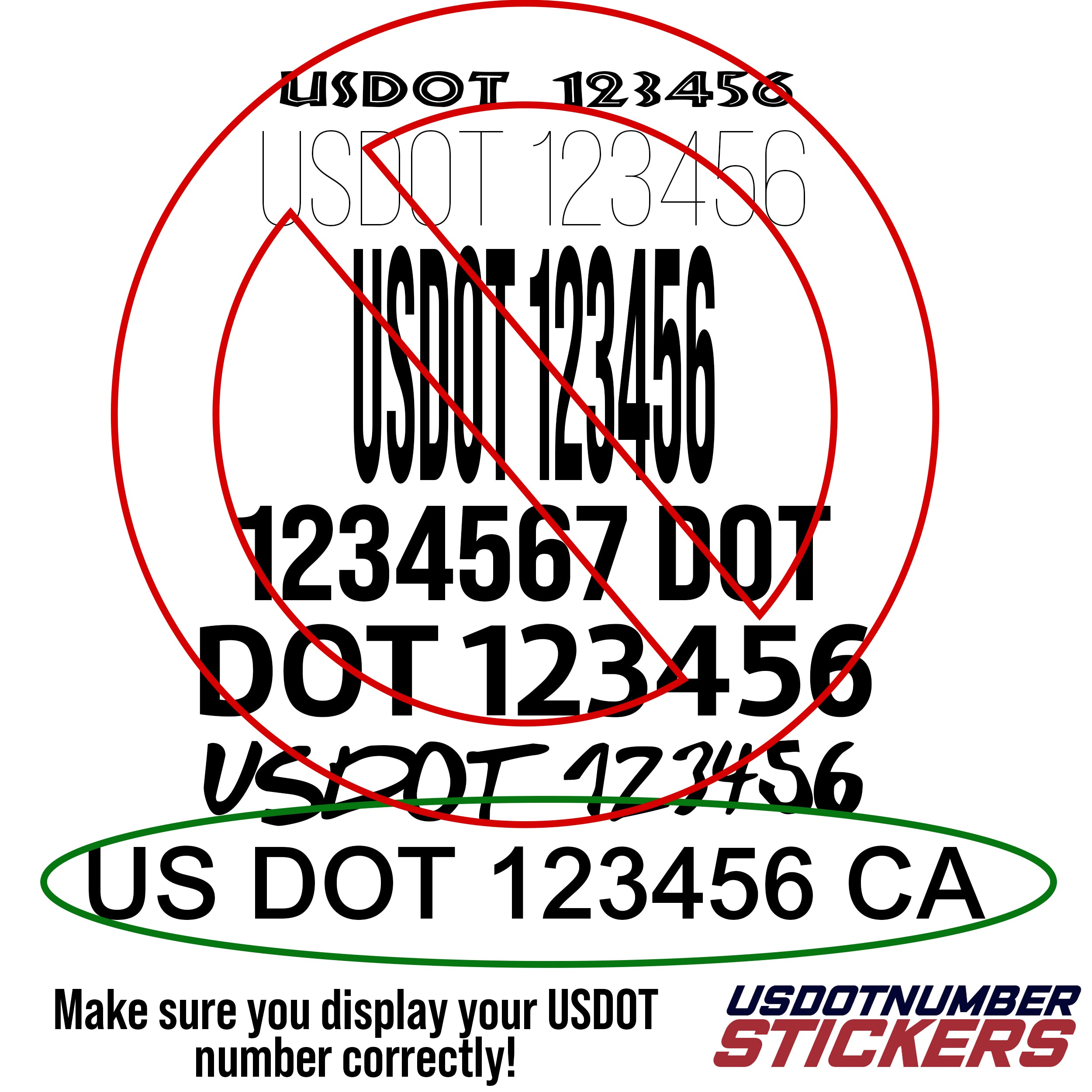how to display your usdot number sticker decal lettering correctly 