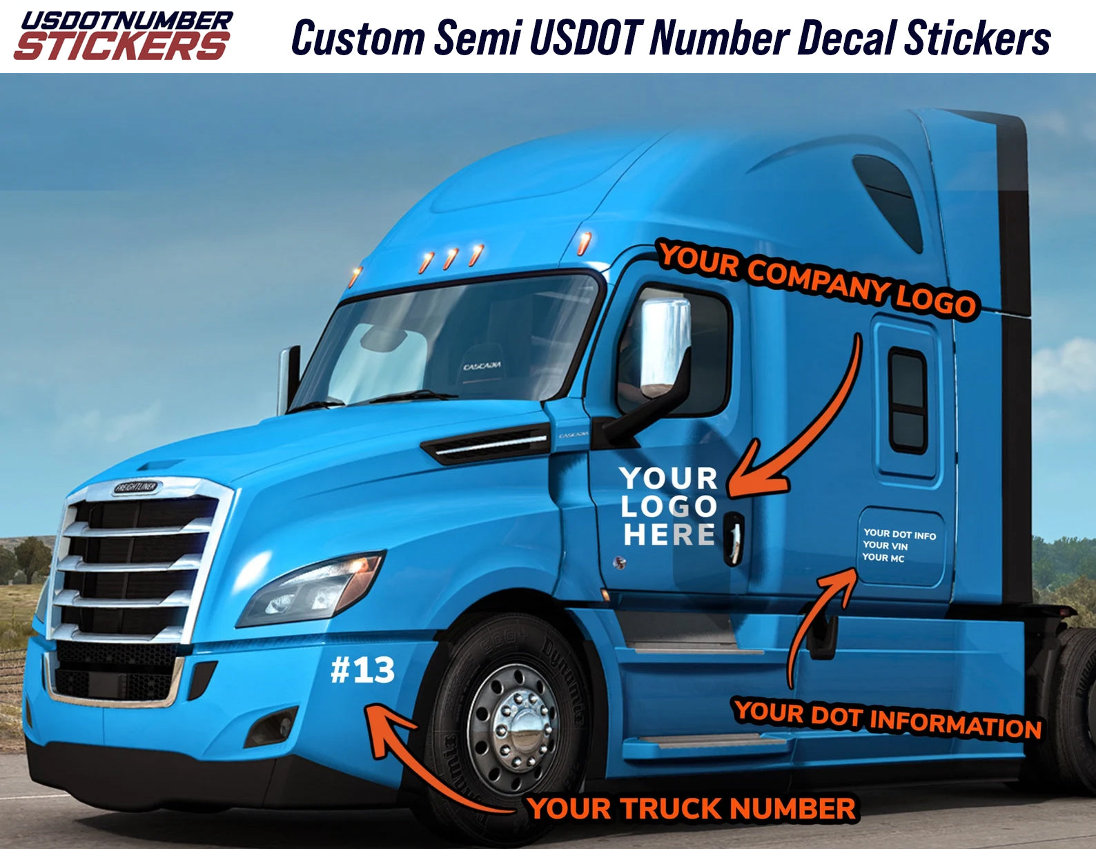 custom semi truck lettering decal stickers