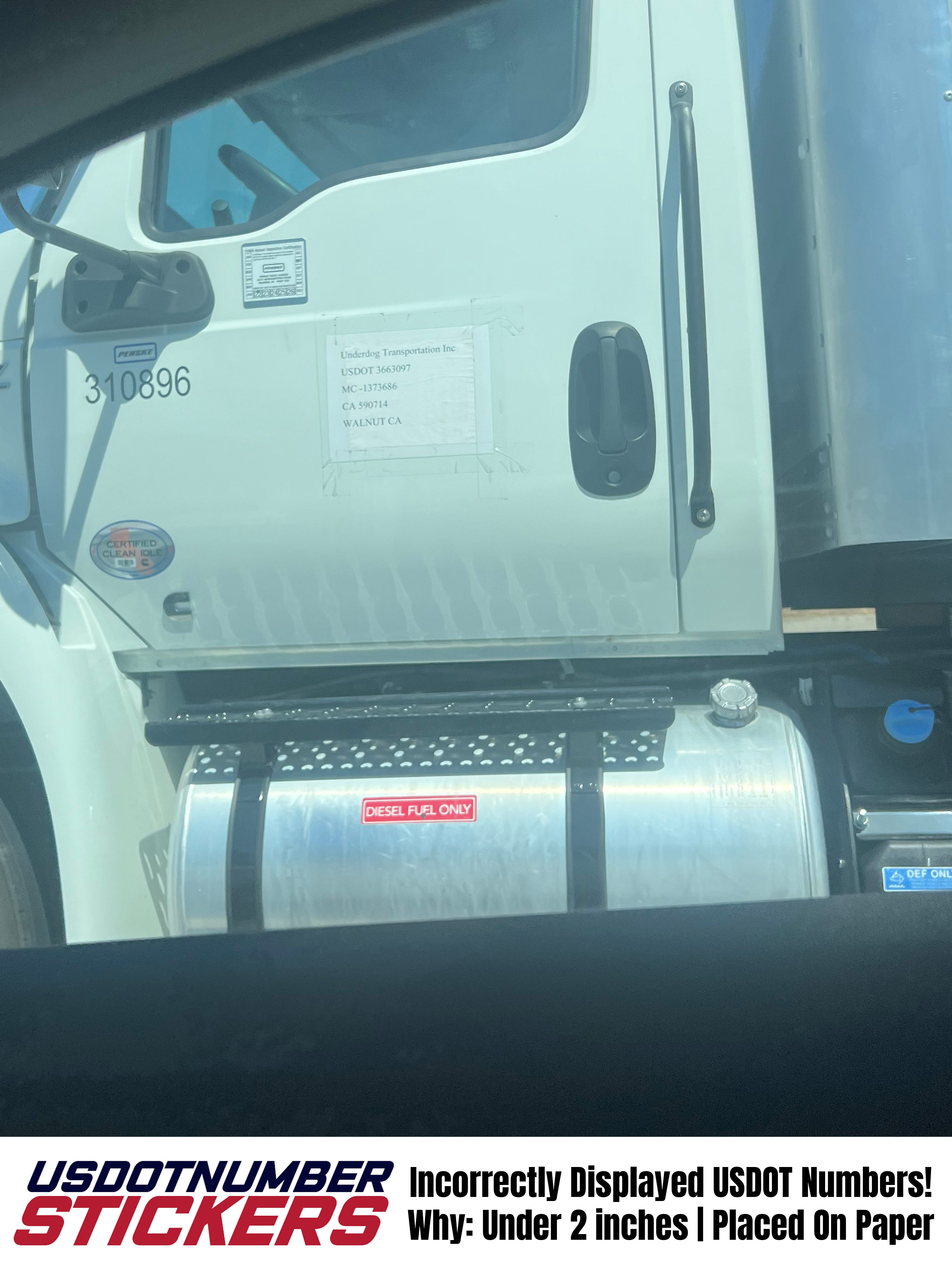 wrong usdot number decals on semi truck