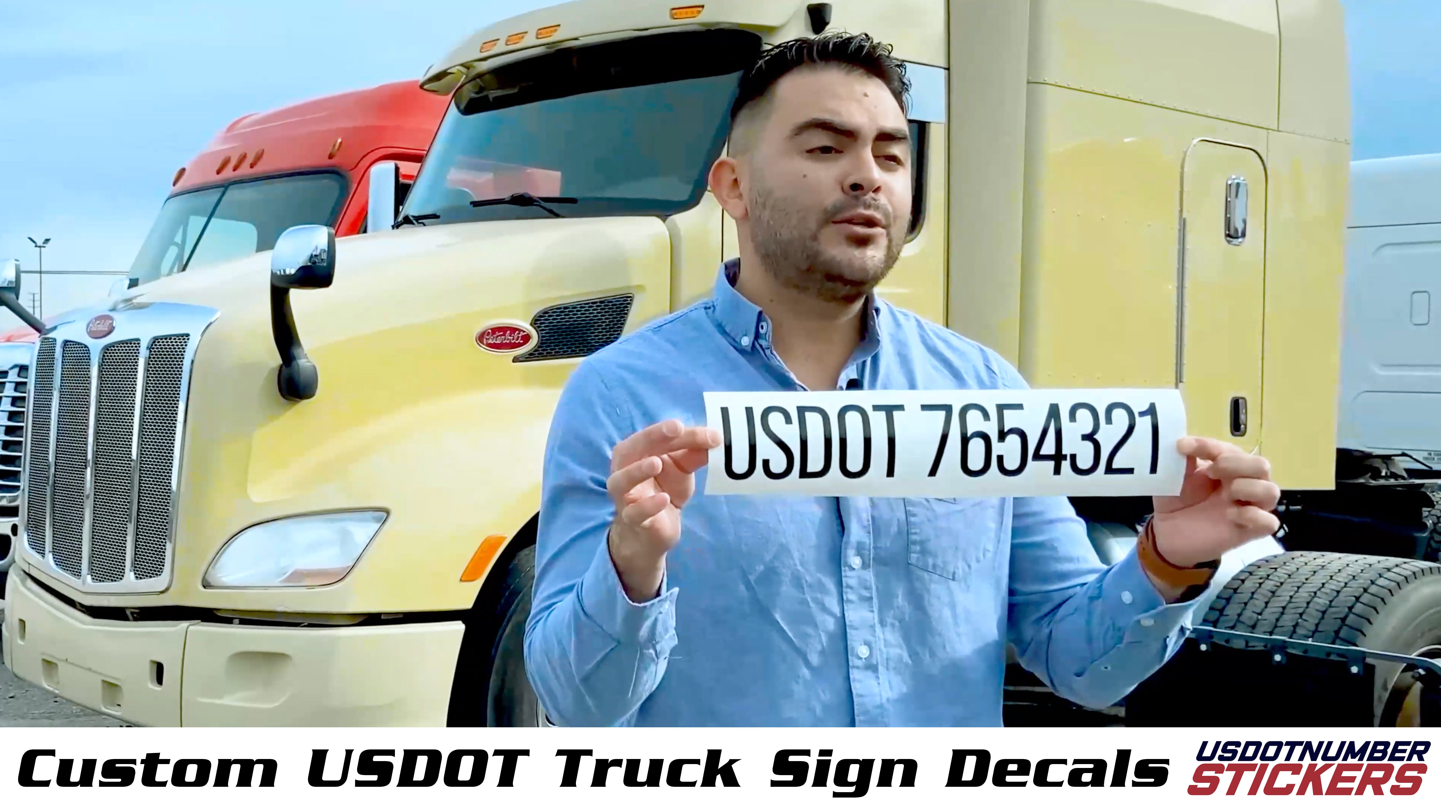 trucker holding usdot number sticker decal lettering 