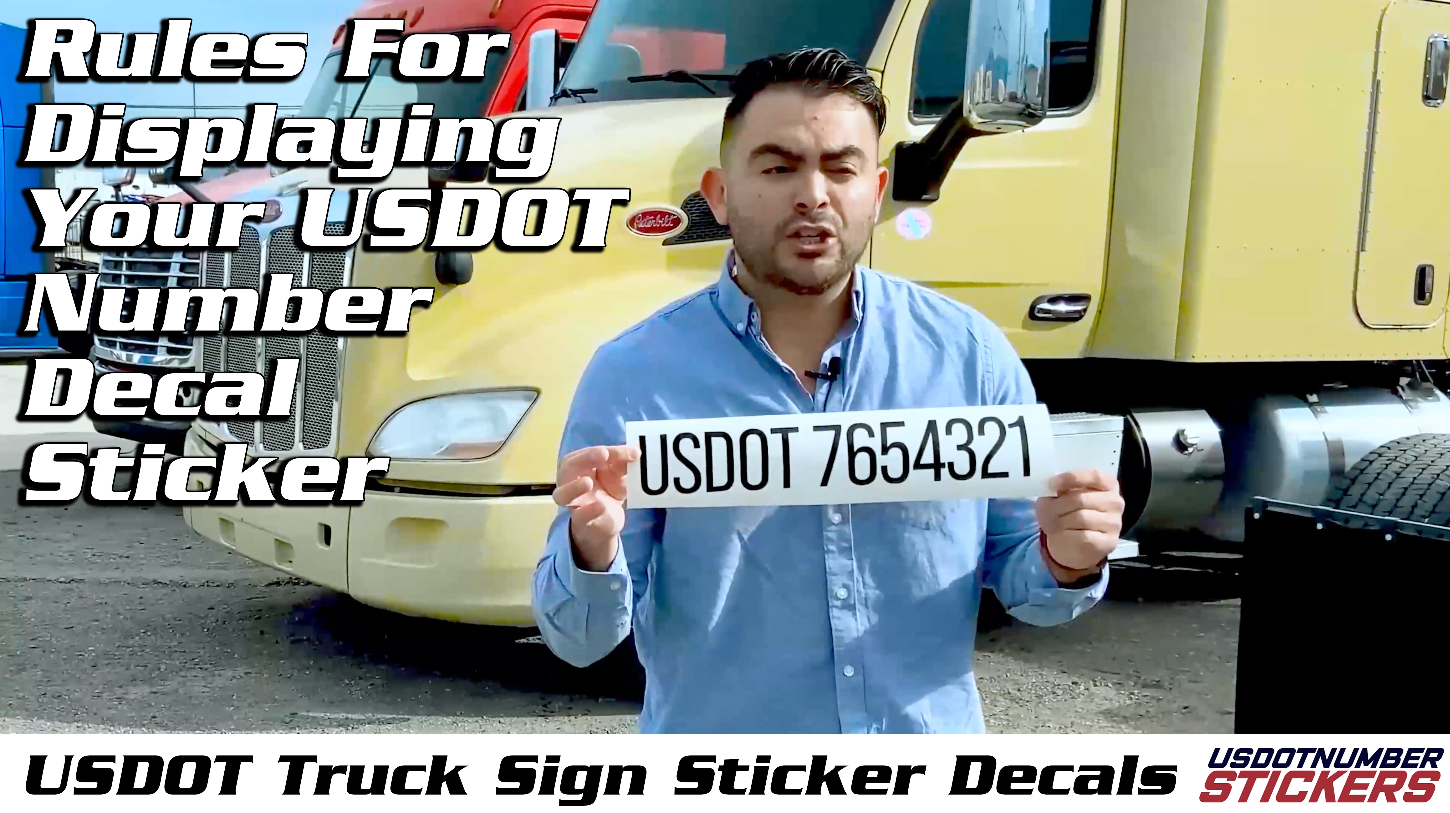 usdot commercial truck lettering | trucker holding usdot sign