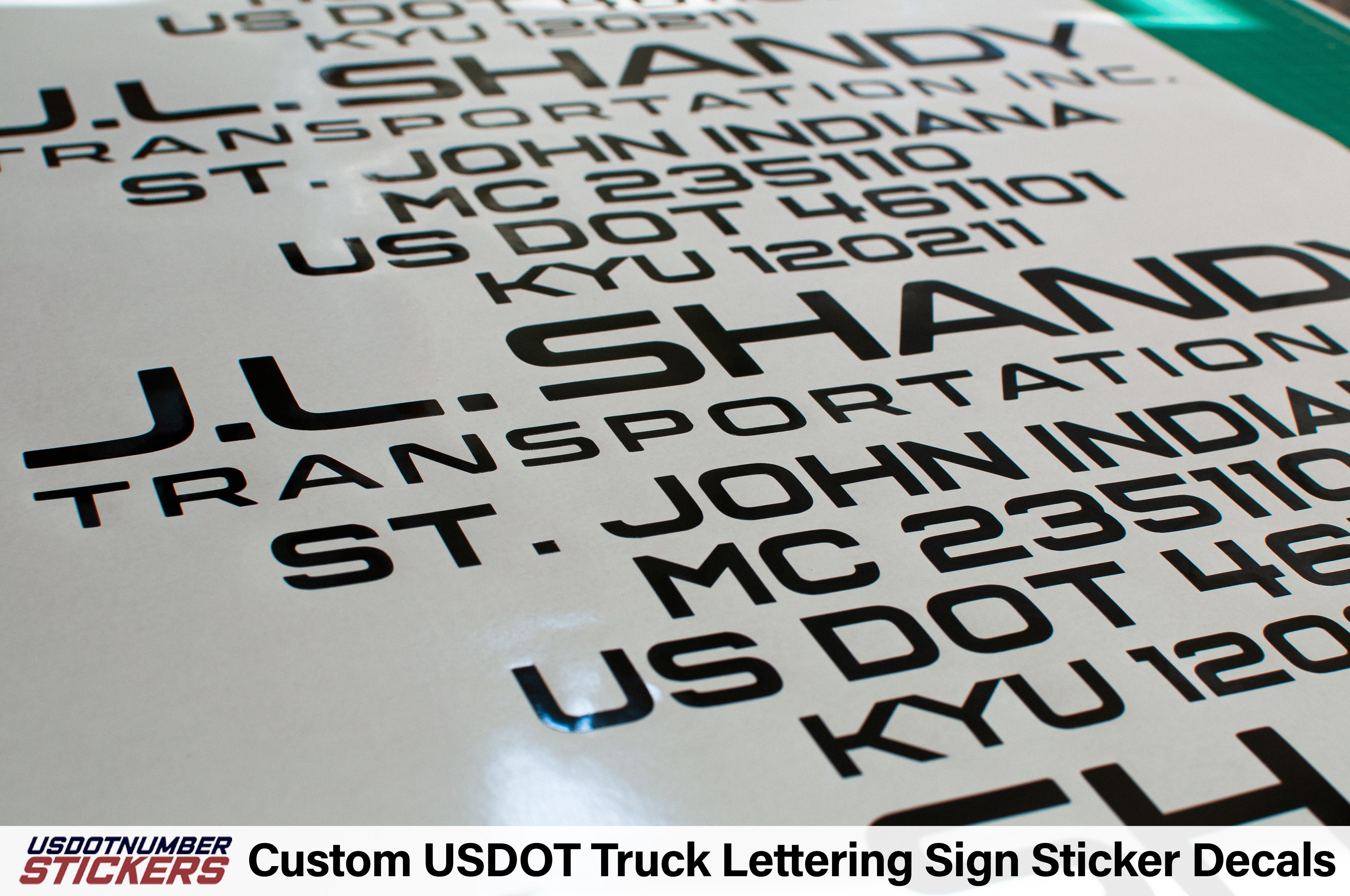 custom vinyl usdot mc gvw truck lettering decal sticker