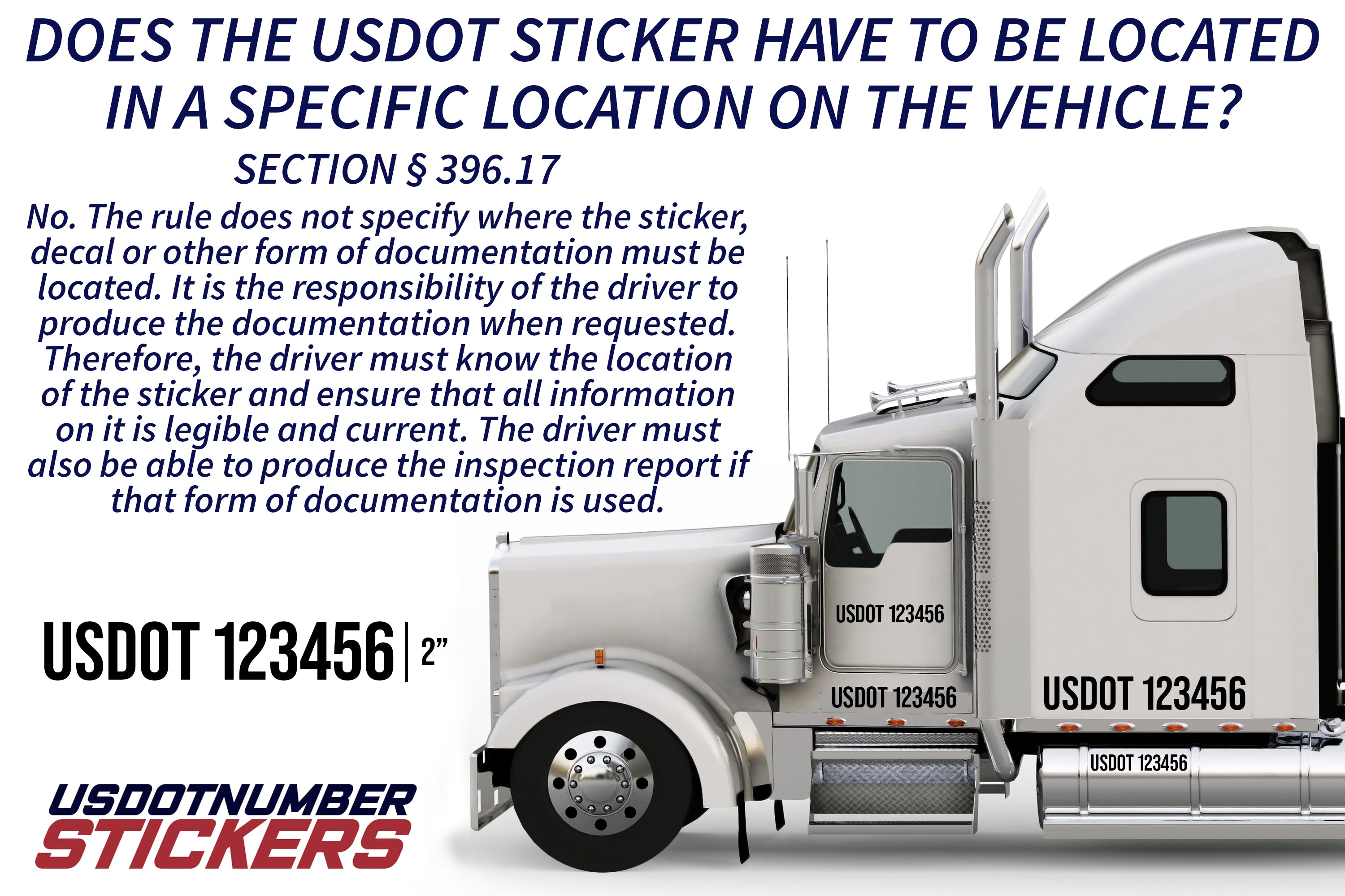 where to place your usdot number sticker