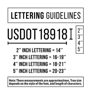 US DOT Vinyl Lettering Number Sticker Decal (Set of 2)