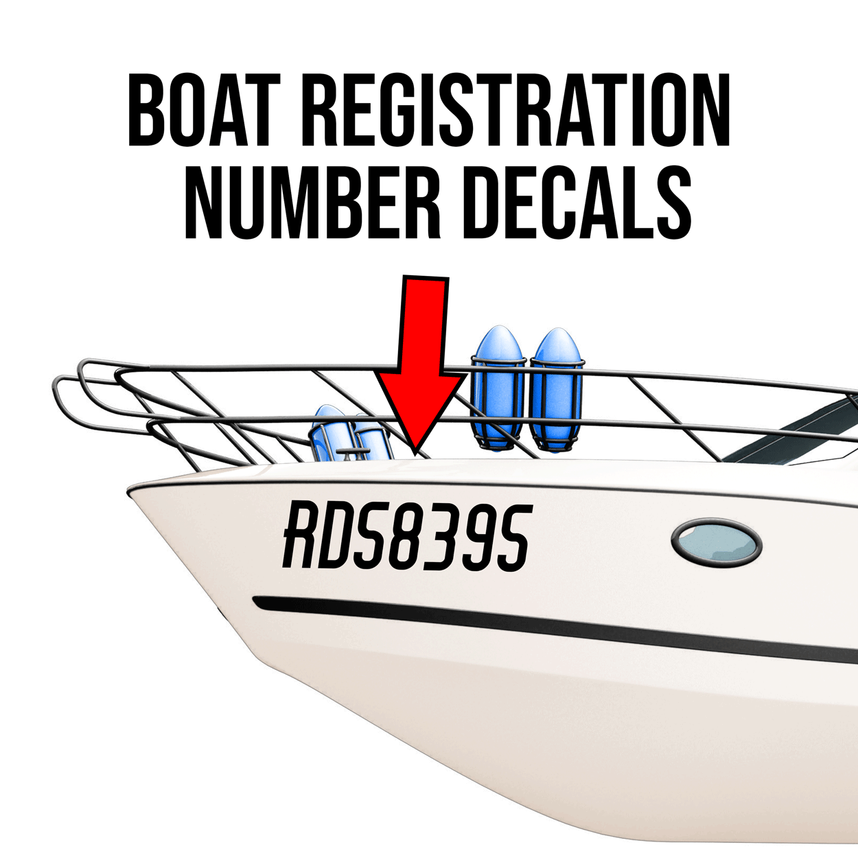 Boat Registration Number Decal (Set of 2) USDOT NUMBER STICKERS