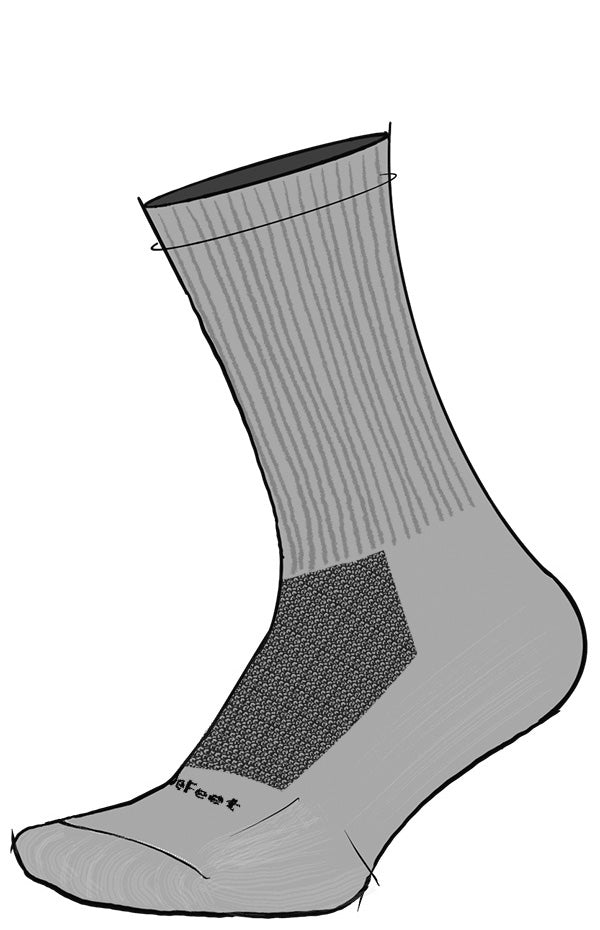 a technical drawing of a Levitator Trail cycling sock