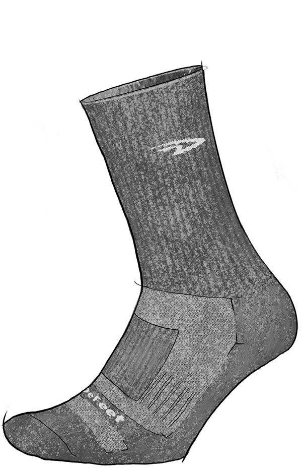 a technical drawing of a Woolie Boolie cycling sock