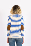 Bondi Blue Breton Stripe with Tan Patches